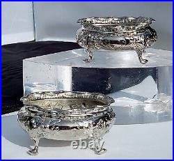 Pair of Antique Sterling Silver Bailey & Co. Salt Cellars, Footed