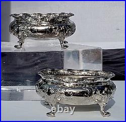 Pair of Antique Sterling Silver Bailey & Co. Salt Cellars, Footed