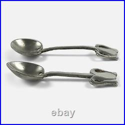 Pair of Art Nouveau Silver Salt Cellars with Spoons, Liberty & Co, 1900