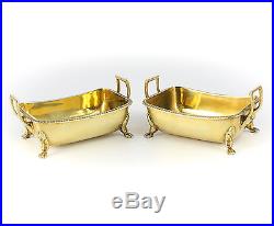 Pair of Emma Haig Gilt Sterling Silver Footed open salt cellars Hand Chased 8toz