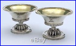 Pair of English Silver PAW FEET Open Salts Crested John Eames