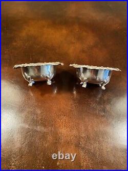 Pair of Gorham Sterling Silver Salts / Nut Trays on 4 Feet withTasteful Monogram