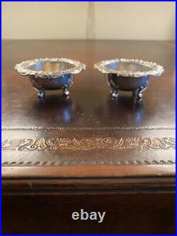 Pair of Gorham Sterling Silver Salts / Nut Trays on 4 Feet withTasteful Monogram
