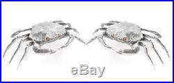 Pair of Matching Spanish Solid Silver Crab Salt / Snuff Boxes with Hinged Lids