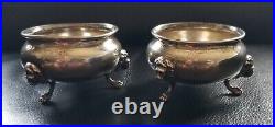 Pair of Sterling Master Salt Bowls with Lion Heads