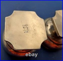 Pair of Sterling Silver Master Salt Dishes by Fischer Sterling