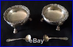 Pair of Tiffany Co. Antique Sterling Silver 1907 Edwardian Salt Cellars Bowls