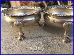 Pair of Tiffany Co. Antique Sterling Silver 1907 Edwardian Salt Cellars Bowls