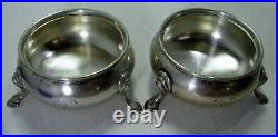 Pair of Tiffany English Import Sterling Silver Open Salts with Cobalt Blue Liners