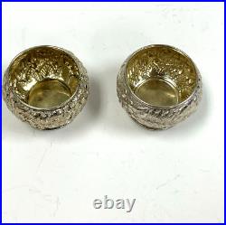 Pair of Tiffany Sterling Silver Repousse Open Salt Cellars 35g No Monograms (A)