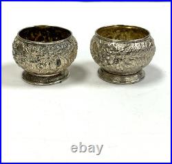 Pair of Tiffany Sterling Silver Repousse Open Salt Cellars 35g No Monograms (A)