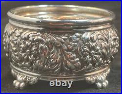 Pair of Tiffany Sterling Silver Repousse Open Salt Cellars No Monograms