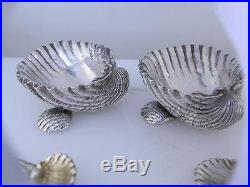 Pr Sterling TIFFANY & CO Salt Cellars Dishes with Spoons Narragansett Shell shape