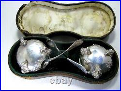 Presentation Set of Gorham c. 1858 Coin Silver Salt Cellars w 1855 Gorham Spoons