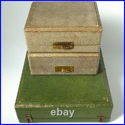 Puiforcat French Sterling Silver 18k Gold Set 8 Salt Cellars, Boxes, Mistletoe