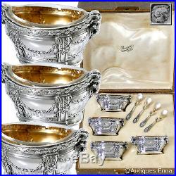 Puiforcat Masterpiece French Sterling Silver Four Salt Cellars, Box, Ram's Head