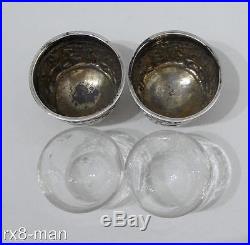 Quality Rare Chinese Export Solid Silver Salt Cellars & Liners By Wang Hing