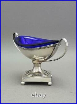 Quality Antique Art Nouveau Wmf Silver Plate And Glass Cobalt Blue Salt Cellar