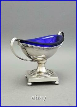 Quality Antique Art Nouveau Wmf Silver Plate And Glass Cobalt Blue Salt Cellar