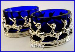 Quality Sterling Silver Salt Cellars Pots Ducks Links Edinburgh 2000 Mint