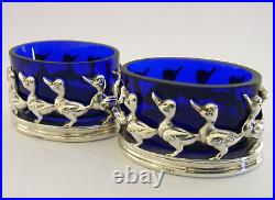 Quality Sterling Silver Salt Cellars Pots Ducks Links Edinburgh 2000 Mint