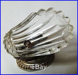 Rare 1836 Austrian Solid Silver Clear Crystal Open Salt Cellar Dish