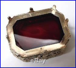 Rare 1890 Gorham Sterling Silver Gold Wash Cranberry Glass Open Salt Cellar Dish