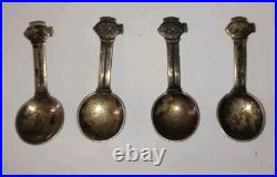 RARE 1945 SWEDISH SILVER GAB FISH THEMED SALT CELLARS WITH SPOONS WithHALLMARKS