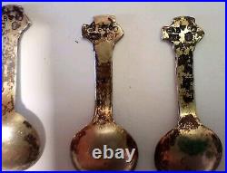 RARE 1945 SWEDISH SILVER GAB FISH THEMED SALT CELLARS WITH SPOONS WithHALLMARKS