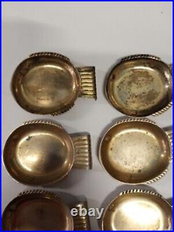 RARE 1945 SWEDISH SILVER GAB FISH THEMED SALT CELLARS WITH SPOONS WithHALLMARKS