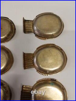 RARE 1945 SWEDISH SILVER GAB FISH THEMED SALT CELLARS WITH SPOONS WithHALLMARKS