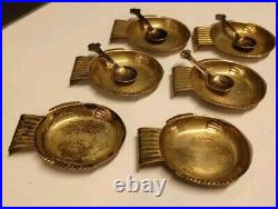 RARE 1945 SWEDISH SILVER GAB FISH THEMED SALT CELLARS WITH SPOONS WithHALLMARKS