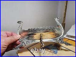 RARE 8 1/4 Brodrene Lohne Viking Ship Master Salt Cellar sterling 830 Silver