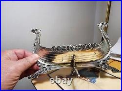 RARE 8 1/4 Brodrene Lohne Viking Ship Master Salt Cellar sterling 830 Silver