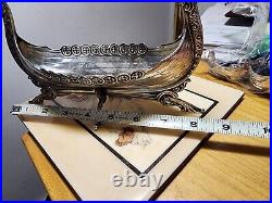 RARE 8 1/4 Brodrene Lohne Viking Ship Master Salt Cellar sterling 830 Silver