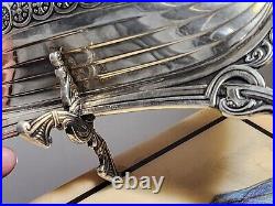 RARE 8 1/4 Brodrene Lohne Viking Ship Master Salt Cellar sterling 830 Silver