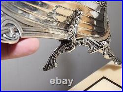 RARE 8 1/4 Brodrene Lohne Viking Ship Master Salt Cellar sterling 830 Silver