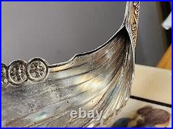 RARE 8 1/4 Brodrene Lohne Viking Ship Master Salt Cellar sterling 830 Silver