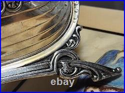 RARE 8 1/4 Brodrene Lohne Viking Ship Master Salt Cellar sterling 830 Silver