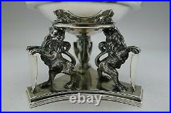 RARE JOHN WENDT NYC c. 1860 STERLING SILVER MASTER SALT FIGURAL LIONS WOW