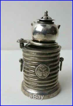 RARE Japanese Sterling Silver Hibachi Salt Cellar Mini Teapot Pepper Shaker Mon