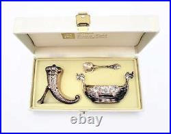 RARE Magnus Aase Norway Sterling Viking Ship Salt Cellar Set IOB 1920-30s