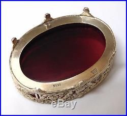 Rare Oval 1889 Gorham Sterling Silver Cranberry Glass Open Salt Cellar Dish