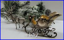 Rare Antique Rococo German 800 Silver Reindeer & Sleigh master salt cellar