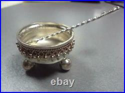 Rare Antique Vintage Sterling Silver 800 Salt Cellar Salt Shaker & Spoon 28 gr