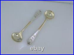 Rare Early Sterling GORHAM pr Salt Cellars & Spoons with applied Butterflies c1868