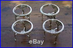 Rare French all sterling silver Mustard pot & salt cellars 4 pc Empire period