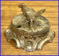 Rare Pair Tiffany & Co. Sterling Silver Glass Game Bird Salt Cellars Pheasant