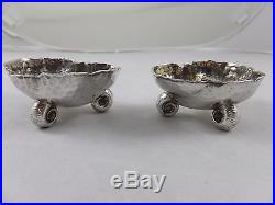 Rare Pair of Tiffany Japanese-Style Salt Cellars with Shell Bowls & Snail Feet