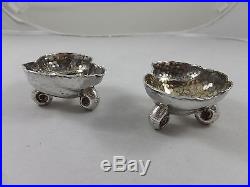 Rare Pair of Tiffany Japanese-Style Salt Cellars with Shell Bowls & Snail Feet